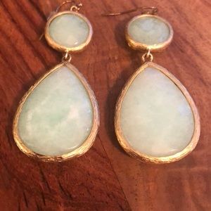 Blue gemstone earrings with gold trim